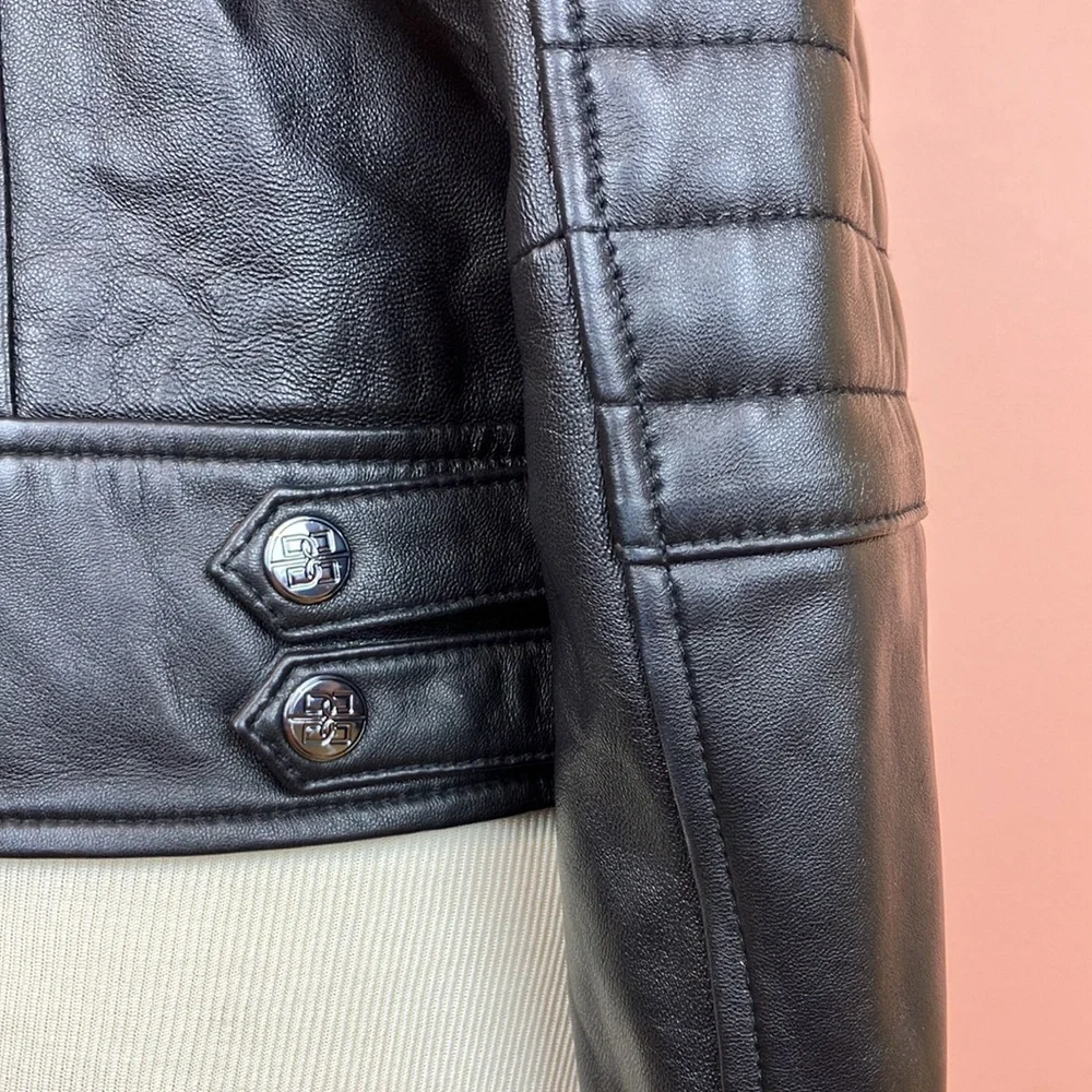 Bolvaint Adelais Lamb Leather Moto Jacket Black Buttery Soft Women's XL